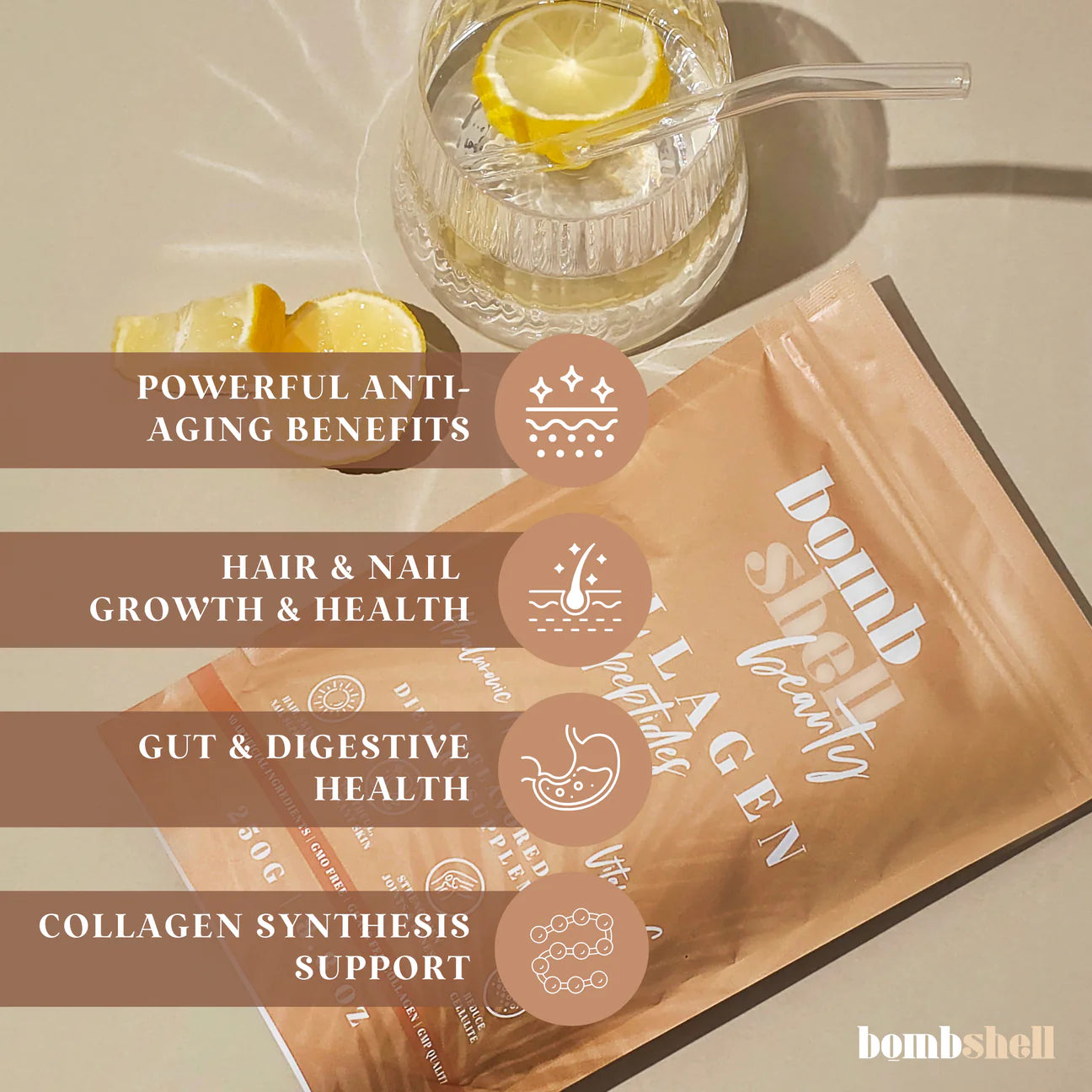 Bombshell Beauty: Bovine Collagen, Hyaluronic Acid, Vitamin C & Biotin (250g)